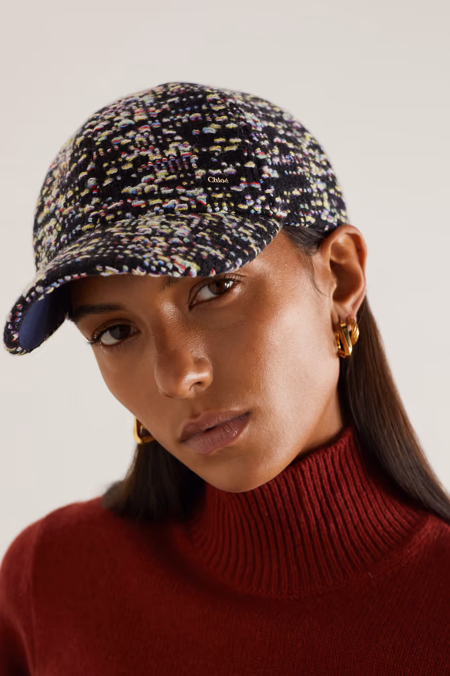 Cashmere and wool-blend bouclé baseball cap