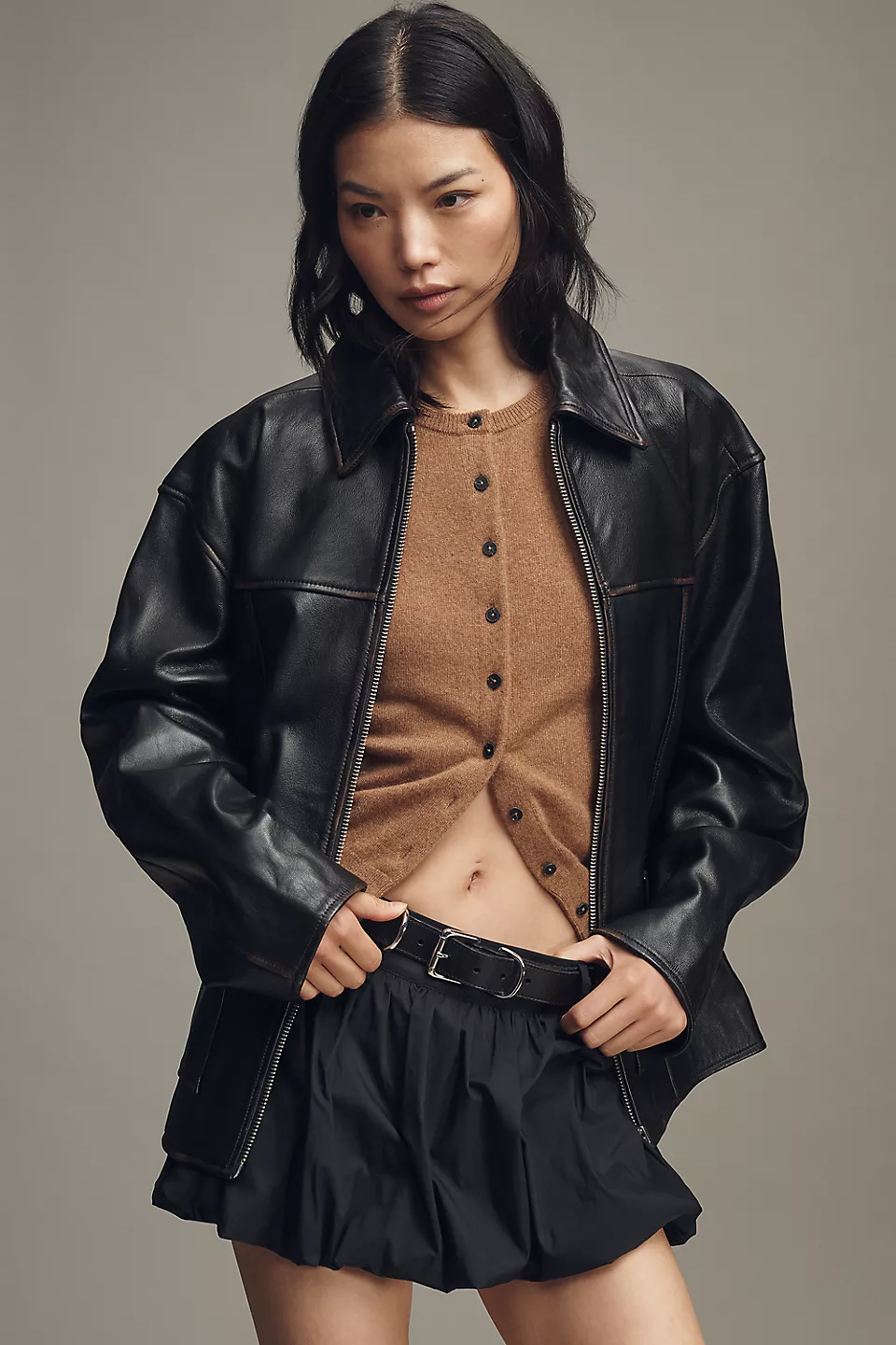 Veda Bennett Leather Shirt Jacket