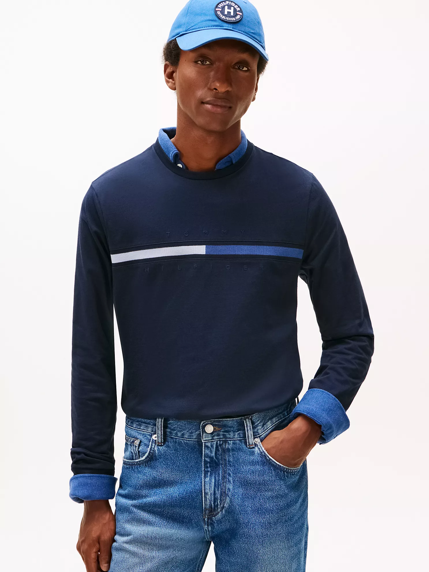 Long-Sleeve Tonal Flag Logo T-Shirt